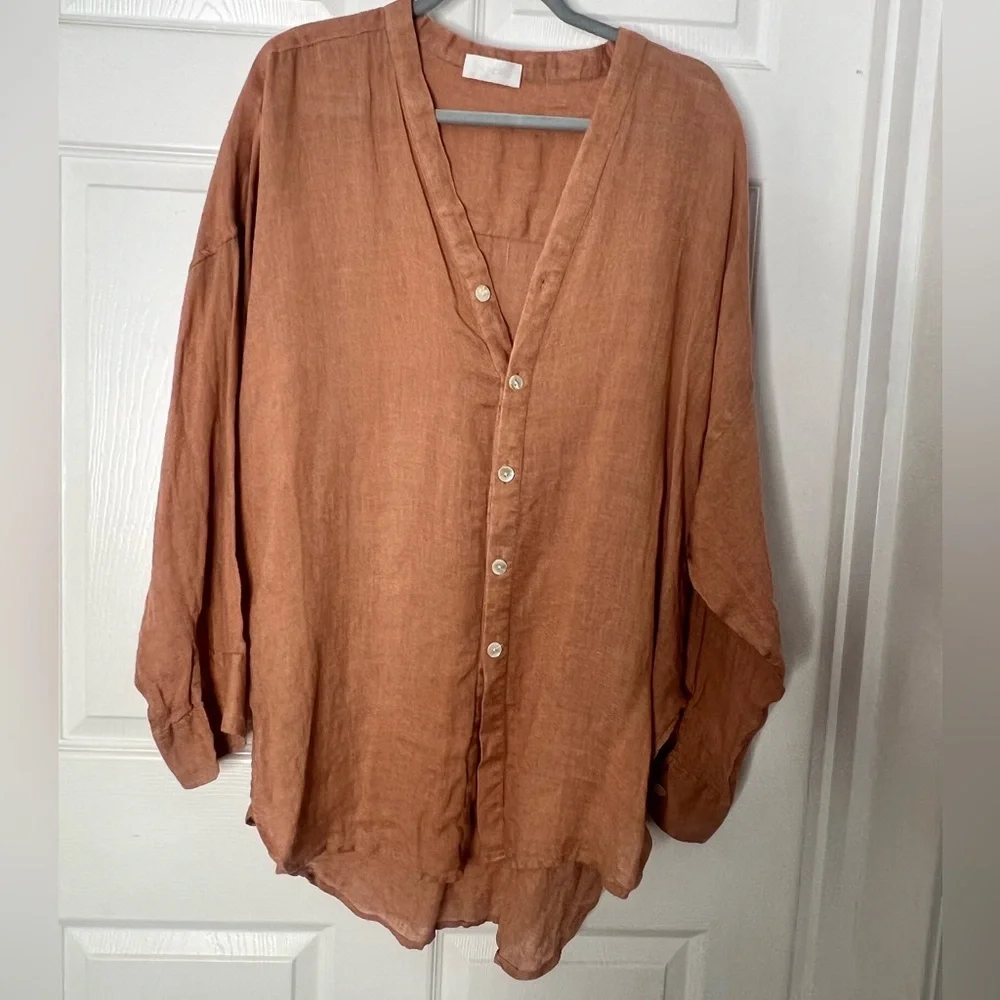 Monday Swimwear LINEN Shirt Barcelona Tunic Crinkled Linen Oversized Beach Shirt